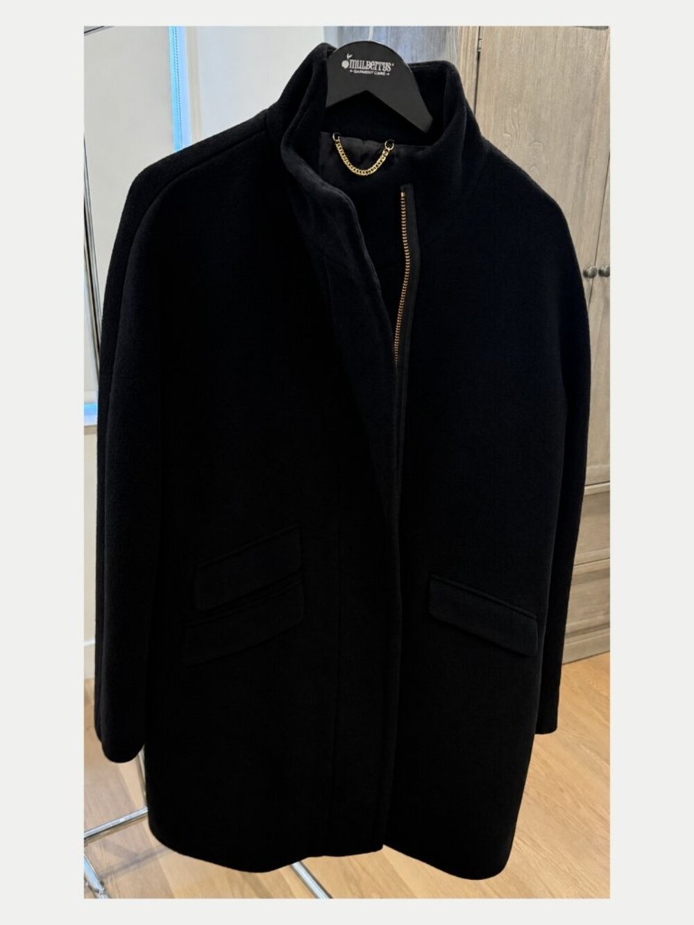 J.Crew Black Stadium Cloth Nello Gori Wool Cocoon Coat Size 10